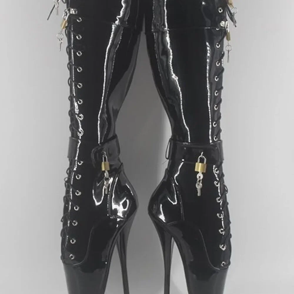 Womens Padlocks Ballet Boots - Picture 4 of 5